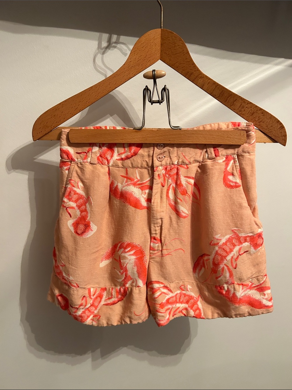 FARM Rio Peach Shorts with Coral lobster Print